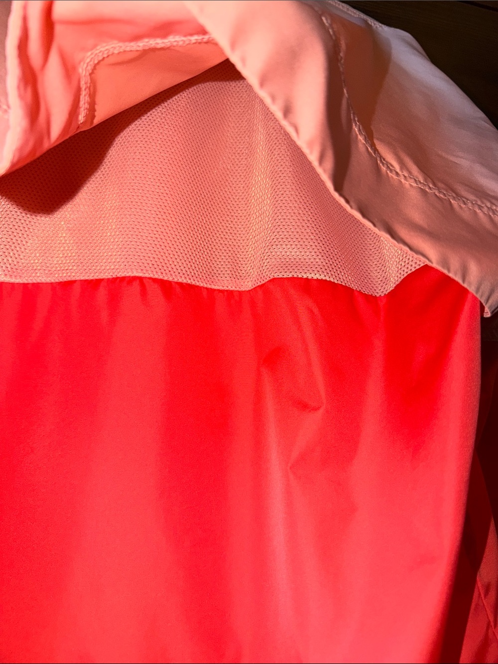 Lauren James Coral and Peach Colorblock Oversized Anorak / Windbreaker Pullover - Picture 5 of 6